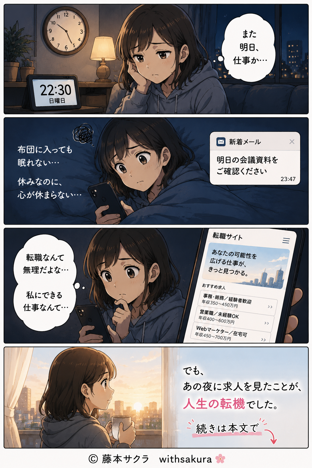 仕事の不安から転機につながる４コマ漫画の制作事例